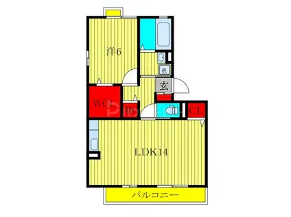 ロジュマンマエバラE(1LDK/2階)の間取り写真
