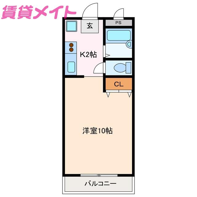 サンパーク鈴鹿(1K/3階)の間取り写真