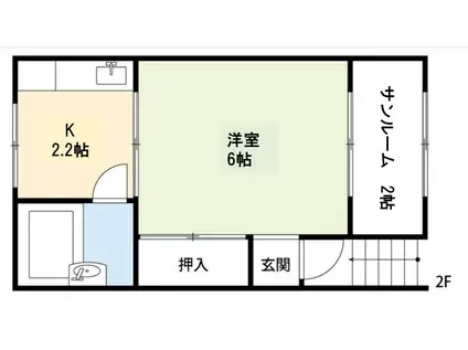 米沢市万世町アパート(1K/2階)の間取り写真