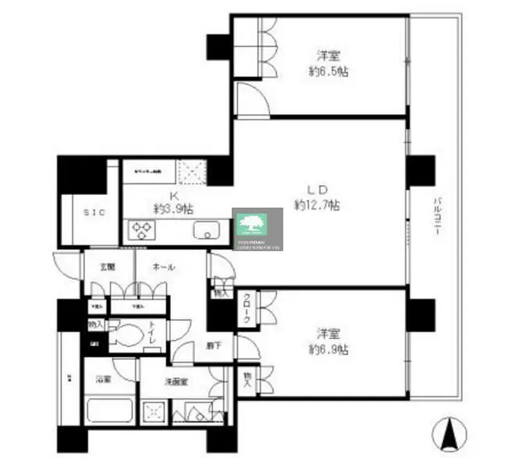 リバーポイントタワー 24階階 間取り
