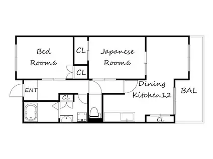 ノルテ舞子(2LDK/4階)の間取り写真