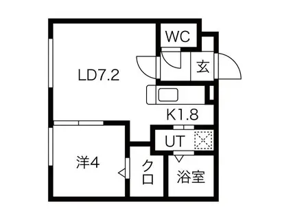 スペランツァ琴似(1LDK/4階)の間取り写真