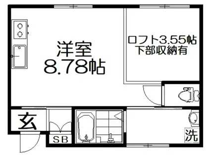 キャルムコート交野(ワンルーム/2階)の間取り写真