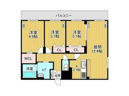 レジデンス白石中央III(3LDK/5階)の間取り写真