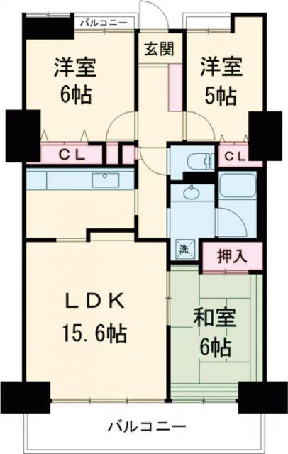 ダイアパレスロイヤルシティ東幸町(3LDK/7階)の間取り写真