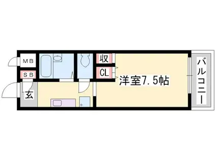 アドバンス城北(1K/1階)の間取り写真