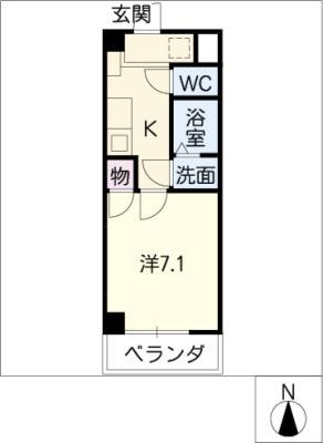 セレブリティキャロル(1K/3階)の間取り写真