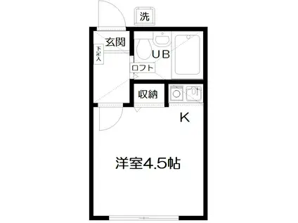 グランドール調布ー富士見町2丁目-(1K/2階)の間取り写真