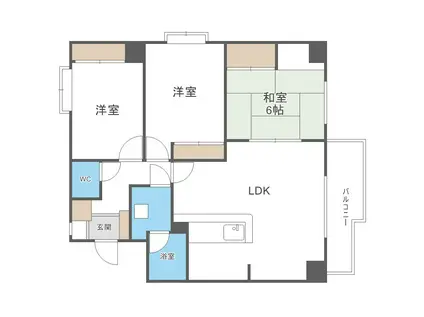 旭山シャトー桂和(3LDK/2階)の間取り写真