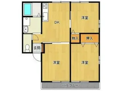 クイーンハイツE(3DK/1階)の間取り写真