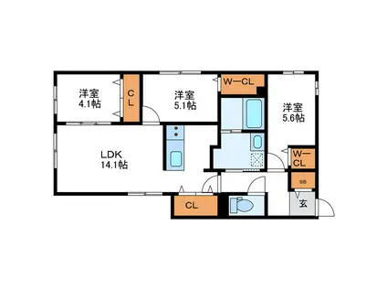 ARDER N11 アルディアN11(3LDK/1階)の間取り写真