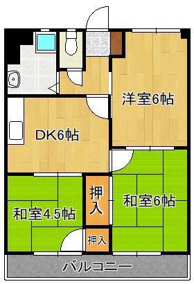 サングリーン中本町(3DK/4階)の間取り写真