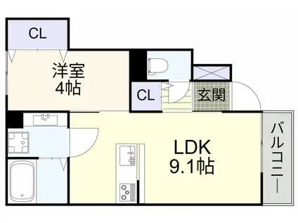 ラヴィベール(1LDK/1階)の間取り写真