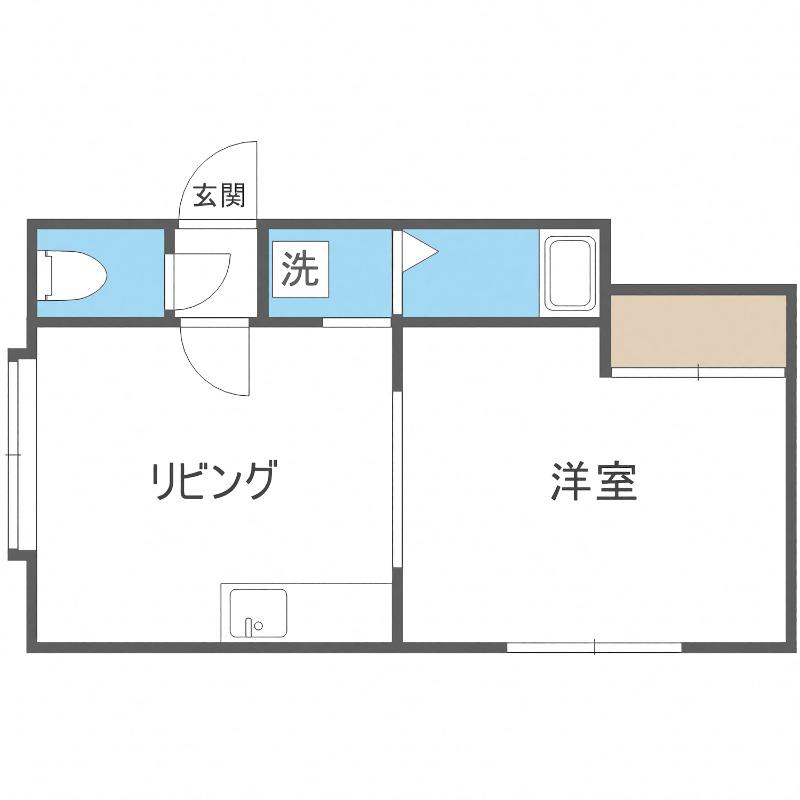 シャルマン木の花(1DK/2階)の間取り写真