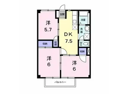 オーキッド潮見ヶ丘B(3DK/2階)の間取り写真