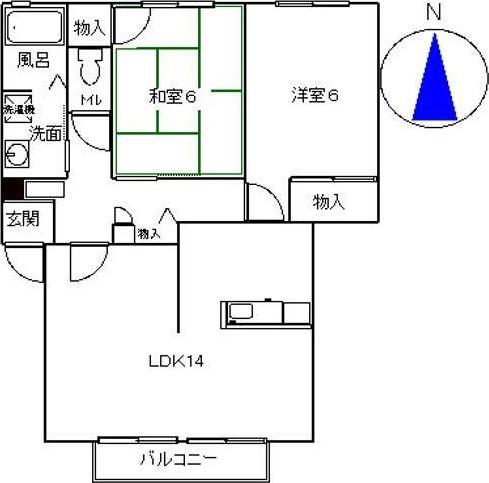 メゾン昴(2LDK/2階)の間取り写真