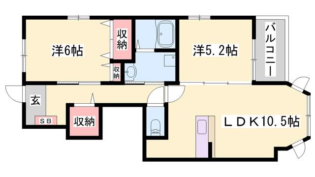 クール・ヴィヴァーチェC(2LDK/1階)の間取り写真