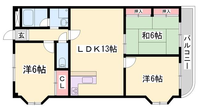 グリーンハイツ中島(3LDK/2階)の間取り写真