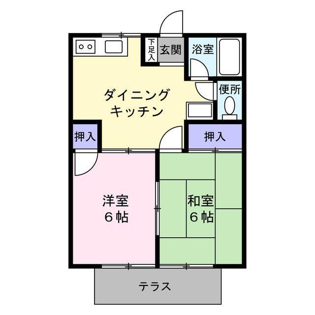 ガーデンハイツナカ(2DK/1階)の間取り写真