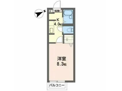 ヒルフラット・SASAKI(1K/2階)の間取り写真