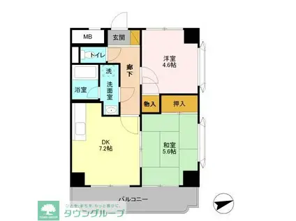 Y・Rレジデンス(2DK/5階)の間取り写真