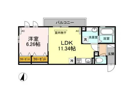 ロイヤル岡崎柱(1LDK/2階)の間取り写真