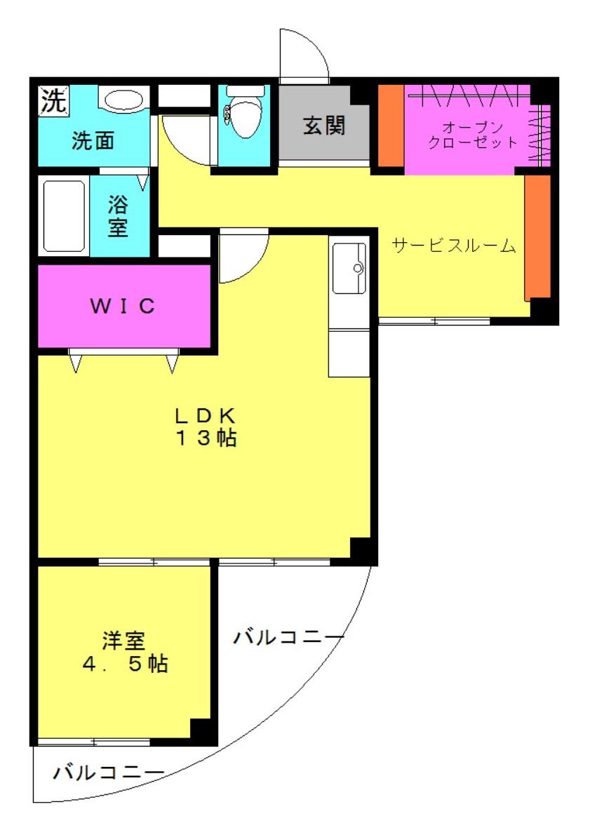 シャルム加古川(1SLDK/4階)の間取り写真