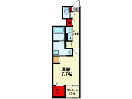アンデスハイツII(1K/1階)の間取り写真