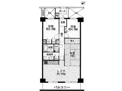 エスペランス幸陽台(3LDK/10階)の間取り写真