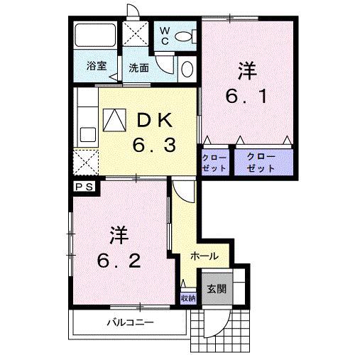 メゾン・ド・ジュネスK3(2DK/1階)の間取り写真
