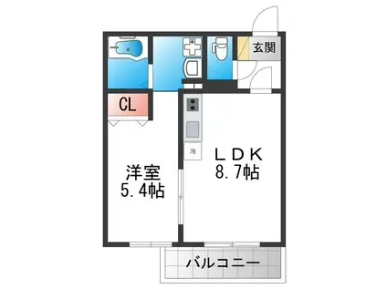 OGAR COURT FUSE(1LDK/3階)の間取り写真