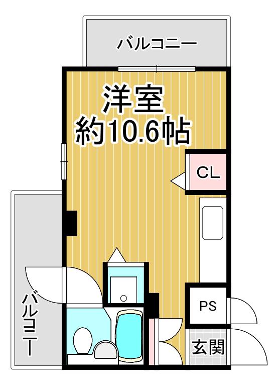 夙川羽衣町パークハイム(ワンルーム/4階)の間取り写真
