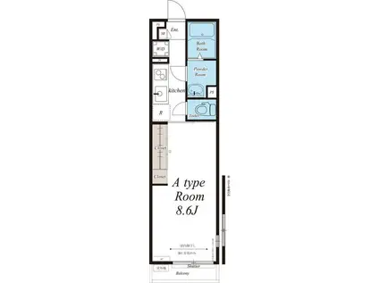 リブリ・グランレーヴ(1K/1階)の間取り写真