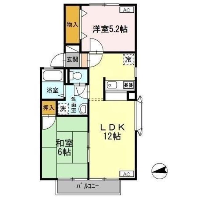 コートダジュールTIIA棟(2LDK/2階)の間取り写真