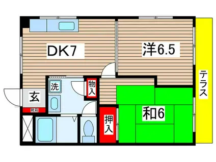 セゾンドゥー(2DK/2階)の間取り写真