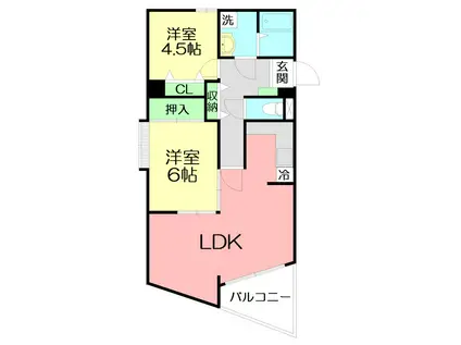 ベルデュール蛍田(2LDK/2階)の間取り写真