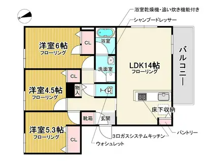 アドゥシール荘園(3LDK/1階)の間取り写真