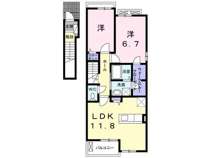 マンダリーヌ(2LDK/2階)の間取り写真