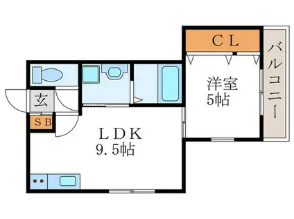 パークス長岡京(1LDK/2階)の間取り写真