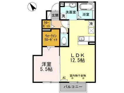 グレイスアベニュー一身田A(1LDK/1階)の間取り写真