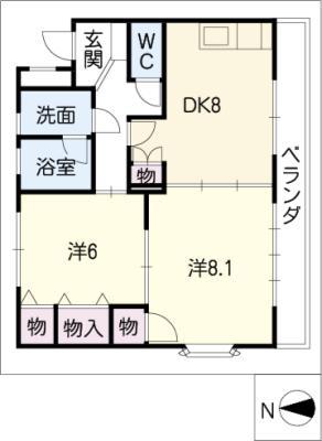 エレンシアール(2DK/3階)の間取り写真