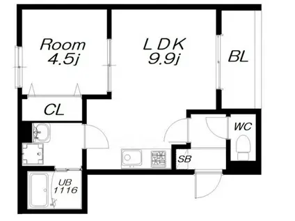 BADGE TOMOI NORD I(1LDK/2階)の間取り写真