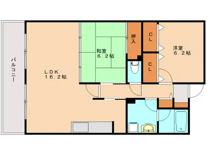インペリアル大賀 II(2LDK/7階)の間取り写真