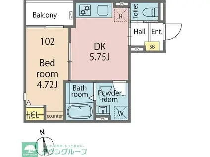 ハナテラス五反野(1K/3階)の間取り写真