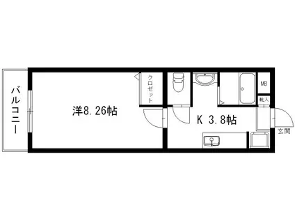 ＪＲ東海道本線 浜松駅 バス乗車時間：40分 最寄りバス停で下車 徒歩5分 3階建 築17年(1K/2階)の間取り写真