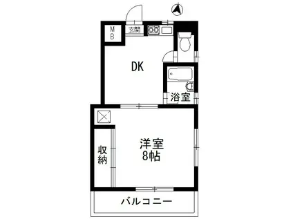メゾンド大井(1DK/2階)の間取り写真