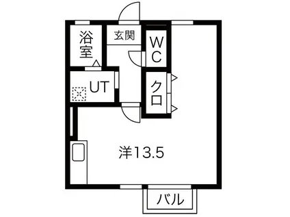 ピアニーフィールドA(ワンルーム/1階)の間取り写真