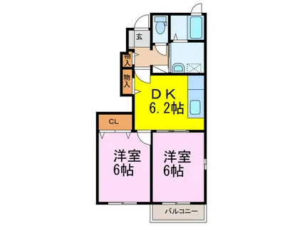 マードレCD(2DK/1階)の間取り写真