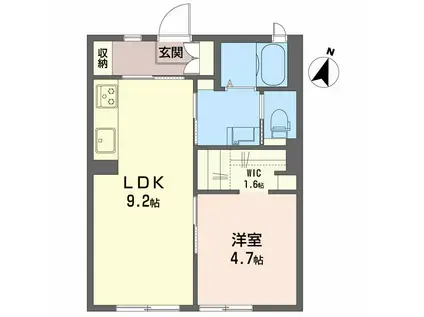 アメニティタウンB(1LDK/1階)の間取り写真