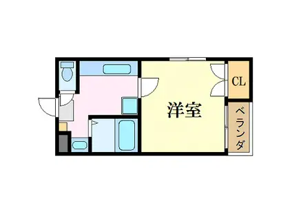 ハイエスト 田町(1K/4階)の間取り写真